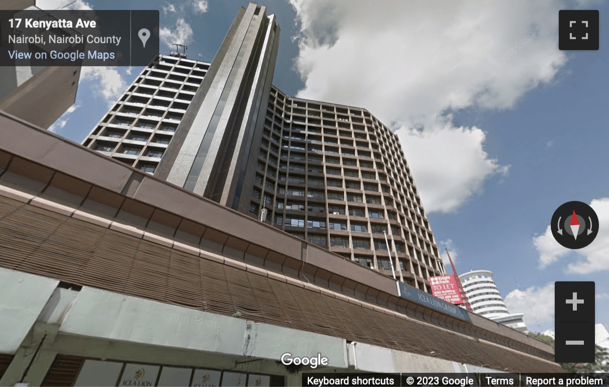 Street View image of ICEA Building (opposite Stanley Hotel), Kenyatta Avenue, Nairobi